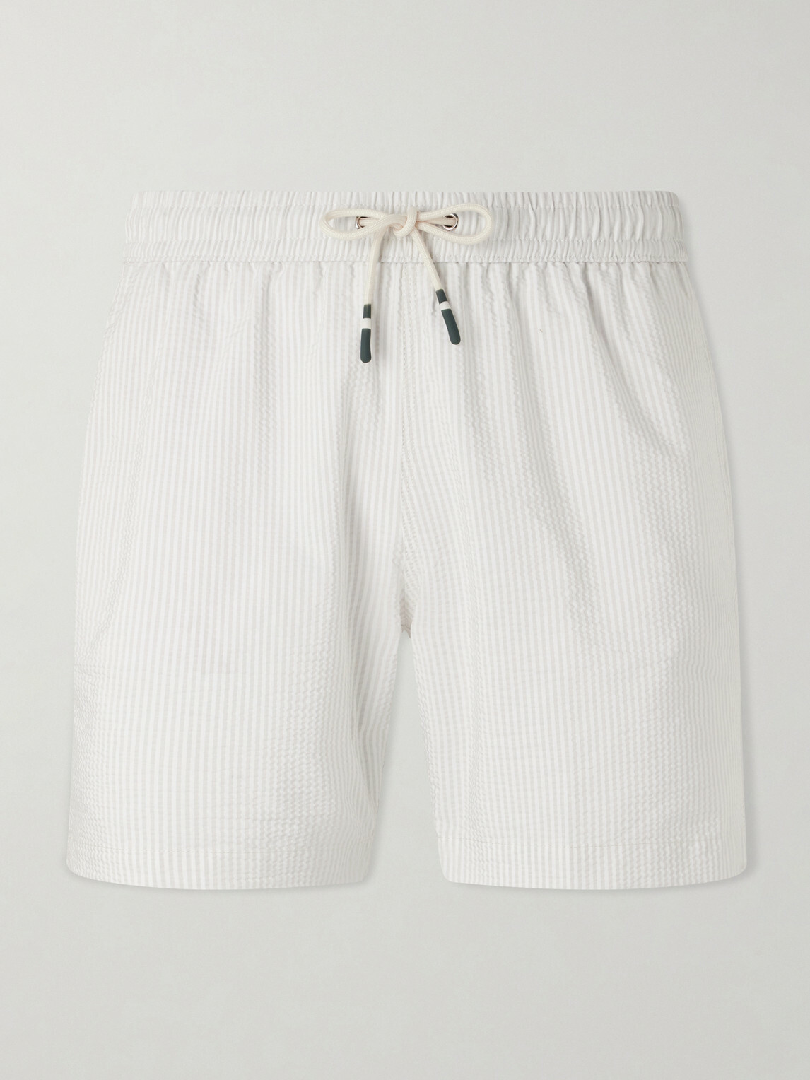 Hartford - Straight-Leg Mid-Length Striped Seersucker Swim Shorts - Gray