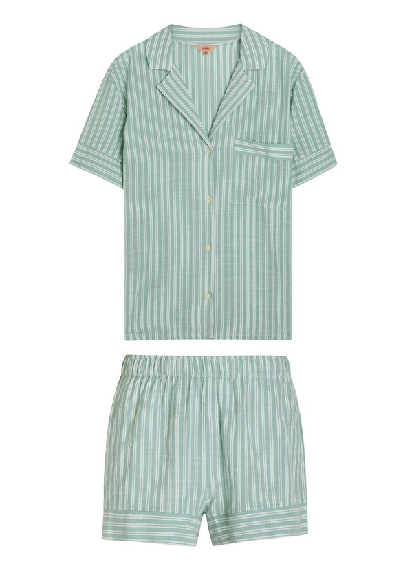Photo: Eberjey Nautico Shortie Woven Pyjama set Green