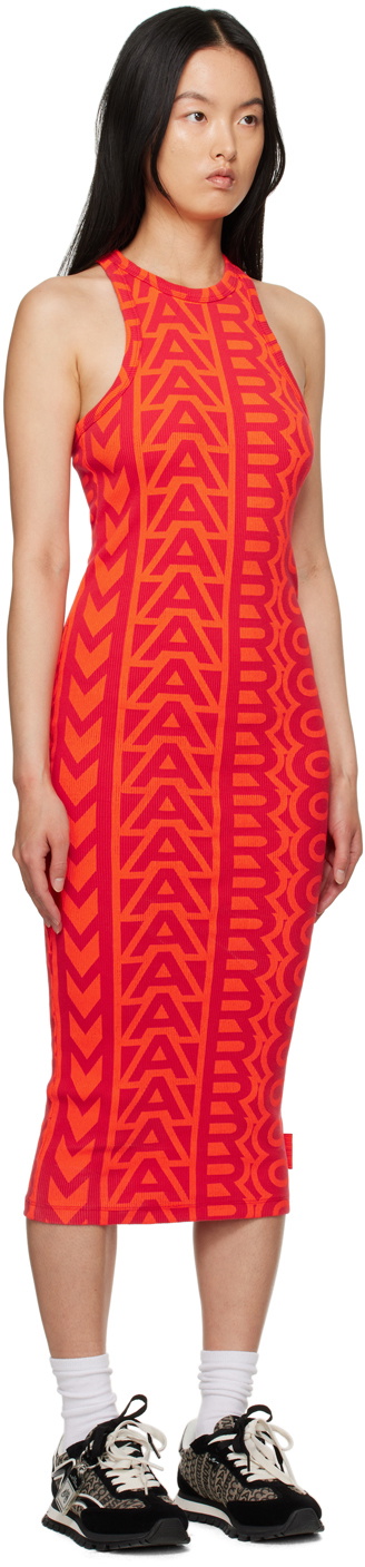 Marc Jacobs Red 'The Monogram Racer Rib Dress' Midi Dress