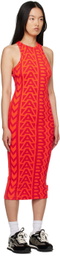 Marc Jacobs Red 'The Monogram Racer Rib Dress' Midi Dress