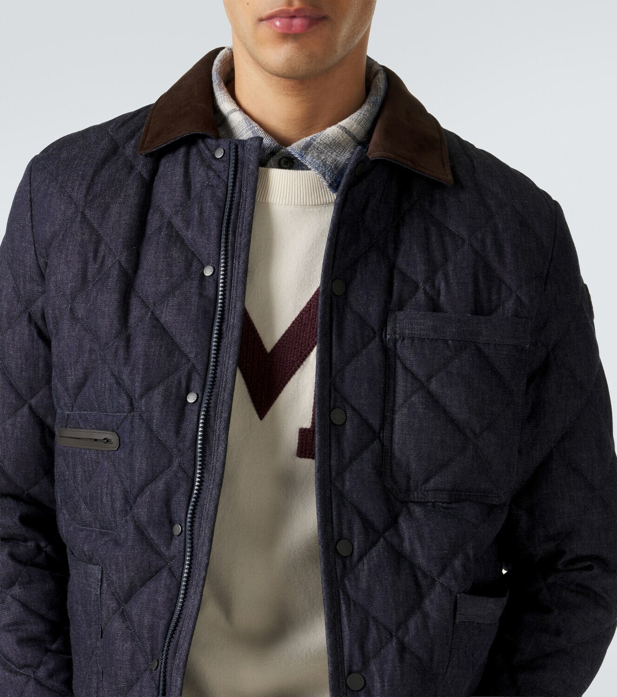 Moncler Quilted denim down jacket