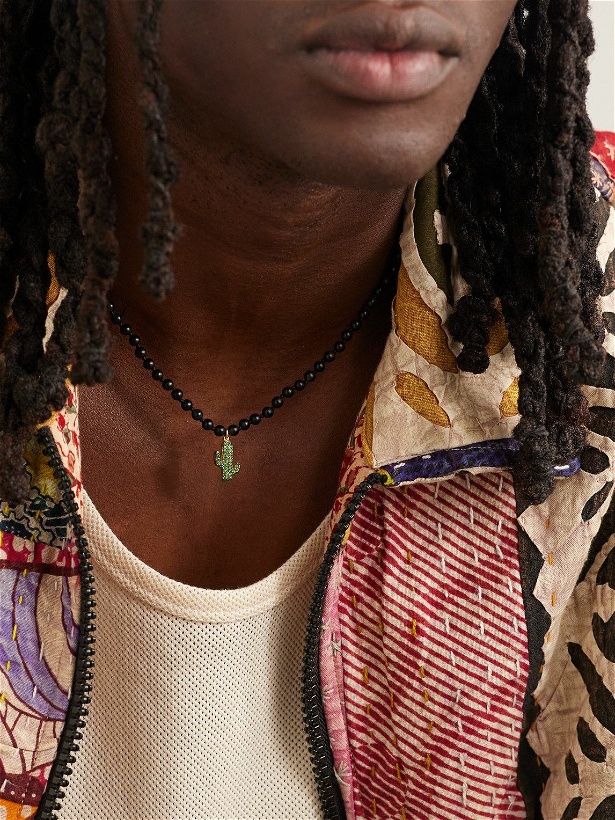 Photo: Ileana Makri - Gold, Onyx and Tsavorite Beaded Pendant Necklace