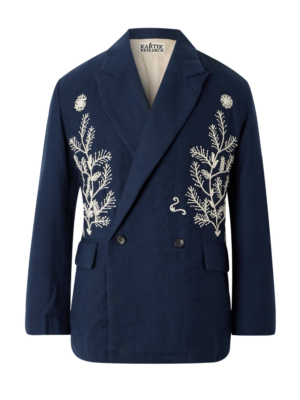 Kartik Research Men's Patchwork Zip Jacket in Blue/White/Navy