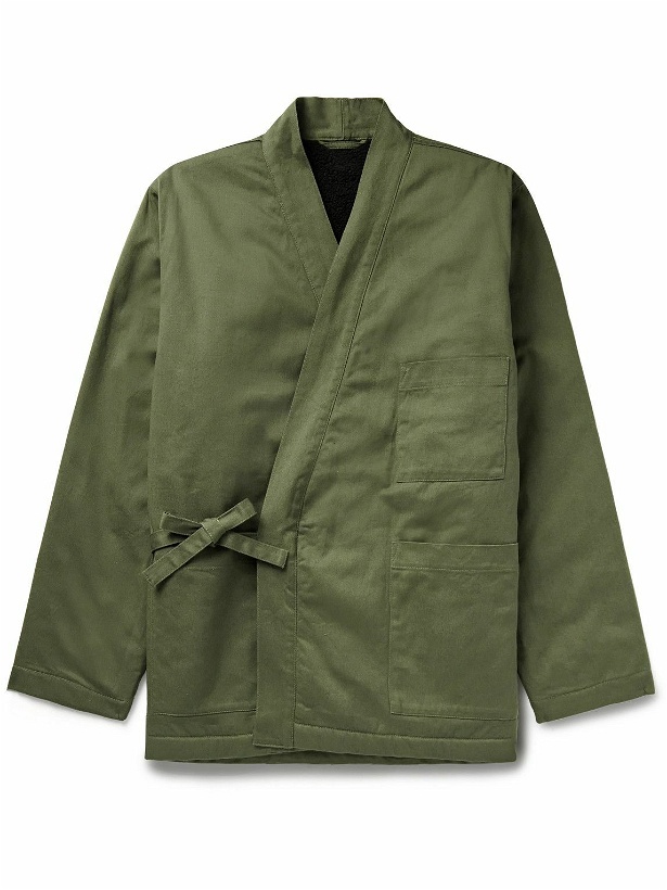 Photo: Universal Works - Kyoto Reversible Cotton-Twill and Recycled-Fleece Jacket - Green