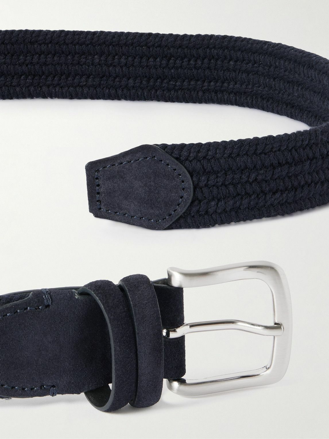 Mr P. - 3.5cm Suede-Trimmed Woven Belt - Blue