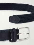 Mr P. - 3.5cm Suede-Trimmed Woven Belt - Blue