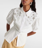 Self-Portrait Embellished cotton shirt