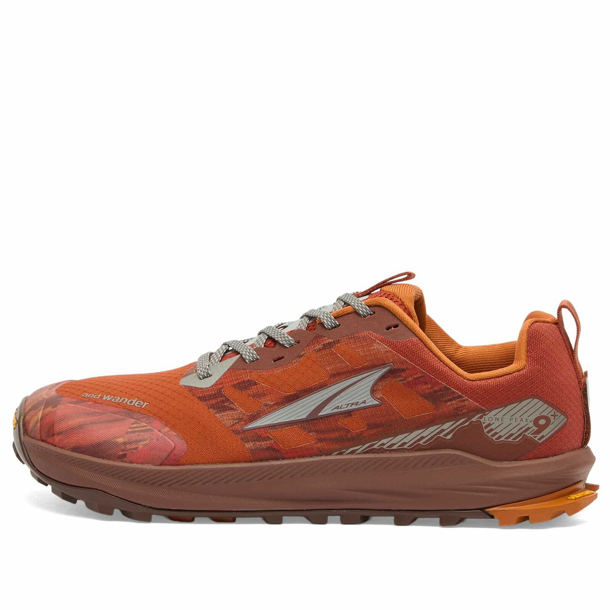 and wander Men's x Altra Lone Peak 9+ Sneakers in Dark Orange