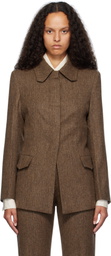 REMAIN Birger Christensen Brown Fitted Herringbone Blazer