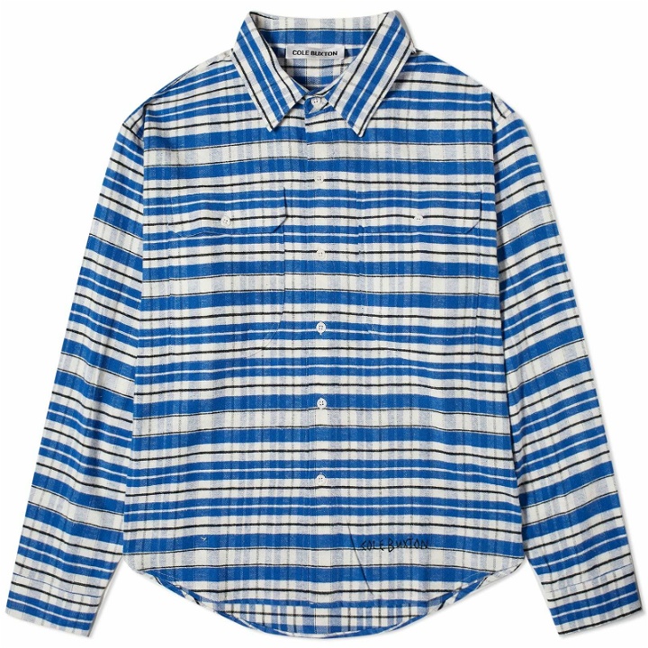 Photo: Cole Buxton Men's SS24 Flannel Check Shirt in Blue/Black/White