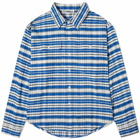 Cole Buxton Men's SS24 Flannel Check Shirt in Blue/Black/White