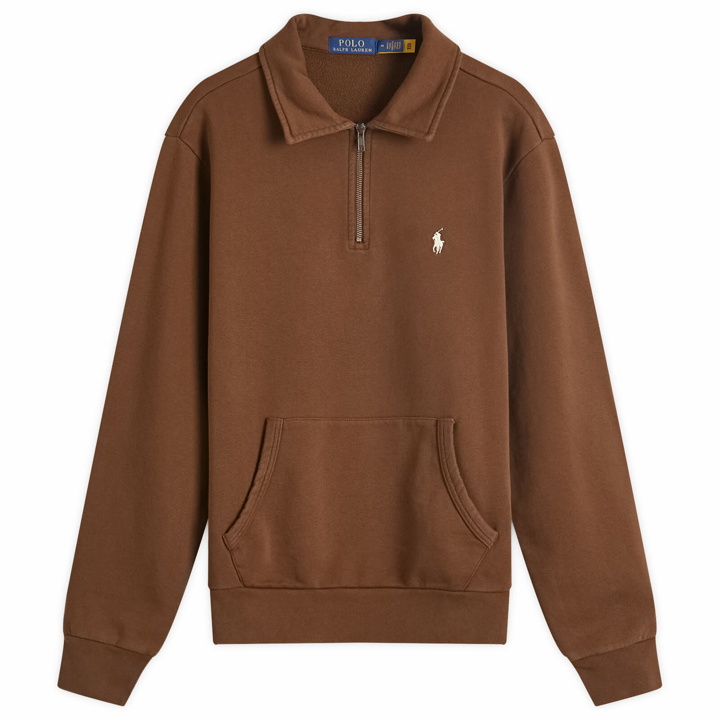 Photo: Polo Ralph Lauren Men's Hemingway Bear Half Zip Sweatshirt in Pale Russet