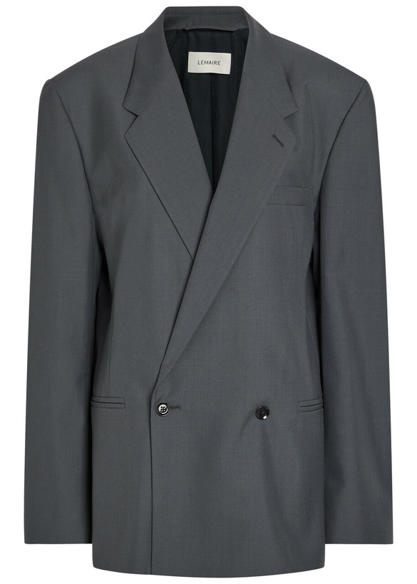 Photo: Lemaire Double-breasted Woven Blazer Dark Grey