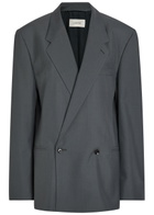 Lemaire Double-breasted Woven Blazer Dark Grey