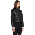 BALMAIN Black Buttoned Lambskin Biker Jacket