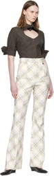 Vivienne Westwood Brown Pinstripe Shirting S/S Toulouse Frill Shirt