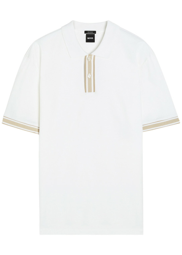 Photo: Boss Striped-trim Cotton Polo Shirt White
