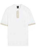 Boss Striped-trim Cotton Polo Shirt White