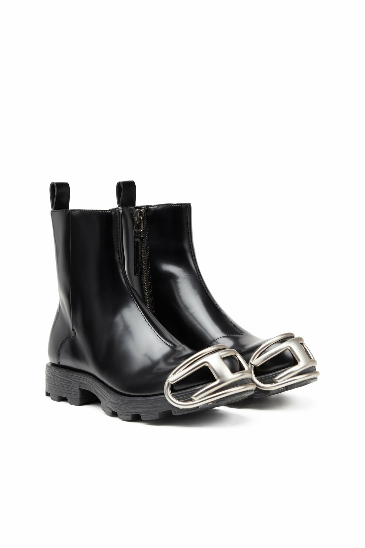 Diesel D-Hammer-Leather Chelsea boots with Oval D toe caps - Boots Mens in Black