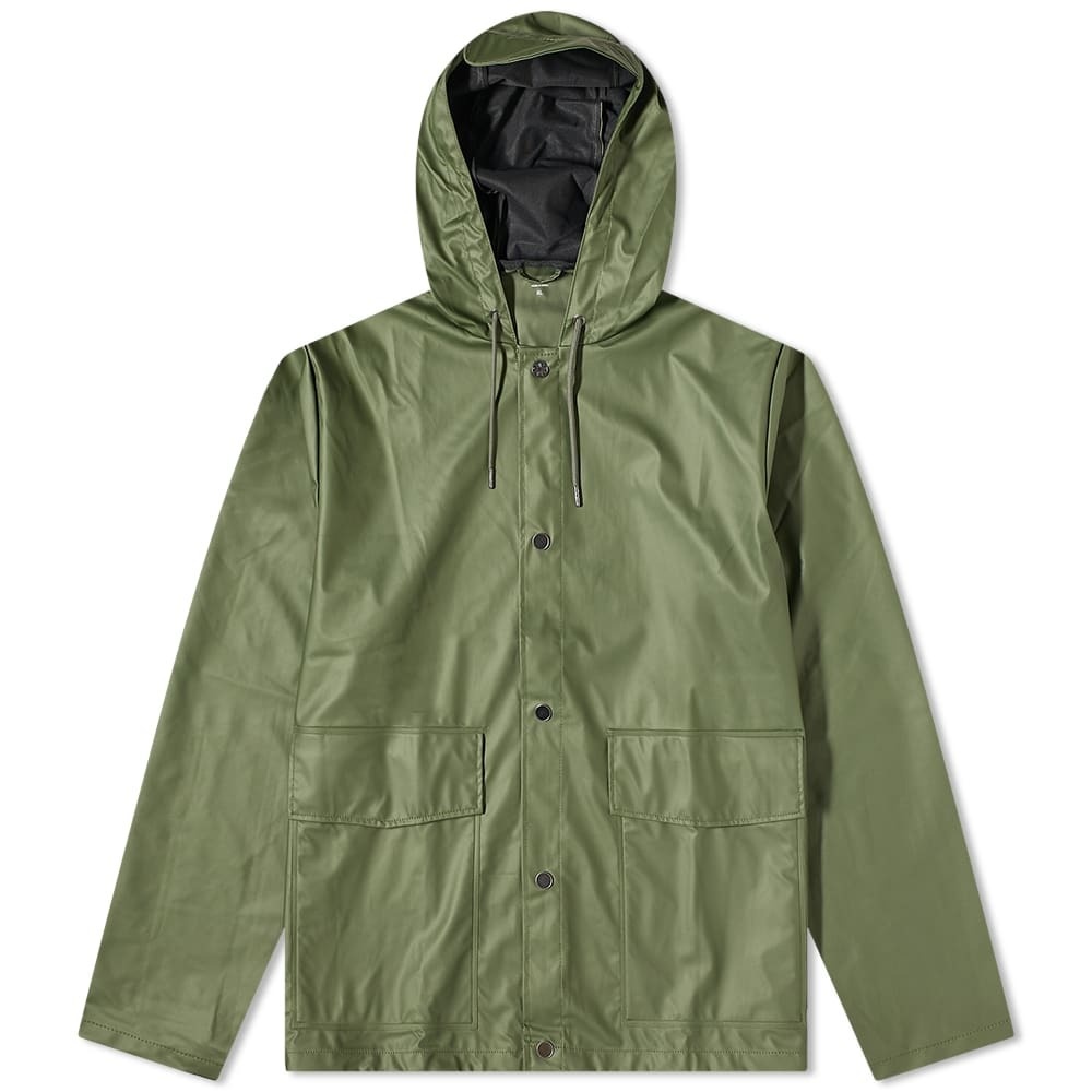 Photo: Rains Short Hooded Coat in Evergreen