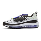 Nike White and Blue Air Max 98 Sneakers