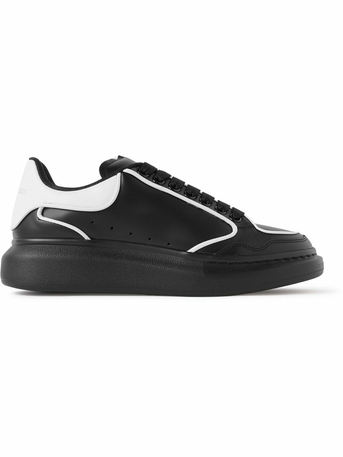 Photo: Alexander McQueen - Exaggerated-Sole Two-Tone Leather Sneakers - Black