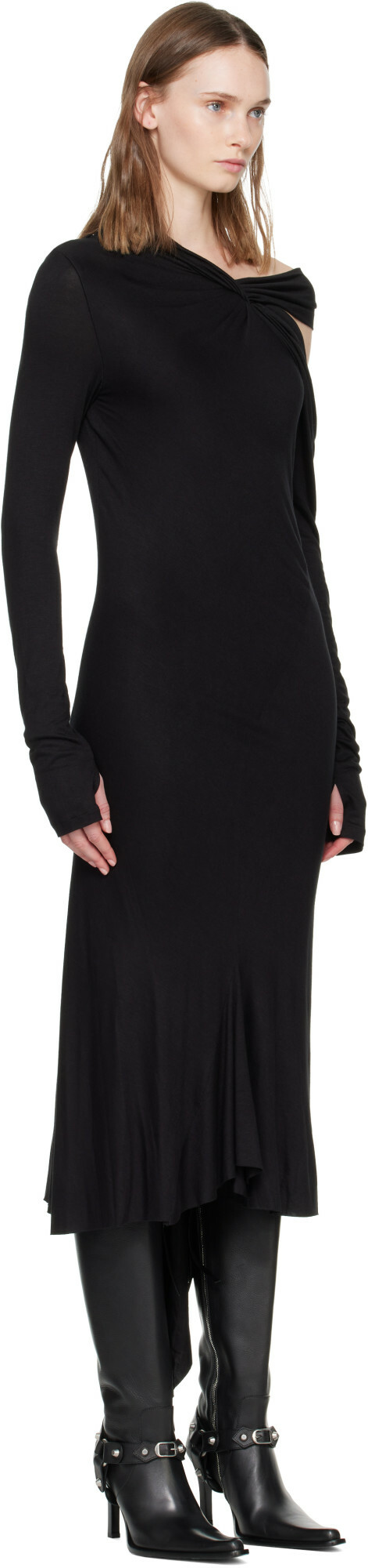 AARON ESH Blac Twist Strap Midi Dress