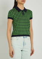 Guest In Residence Gingham Silk-blend Polo Shirt Green