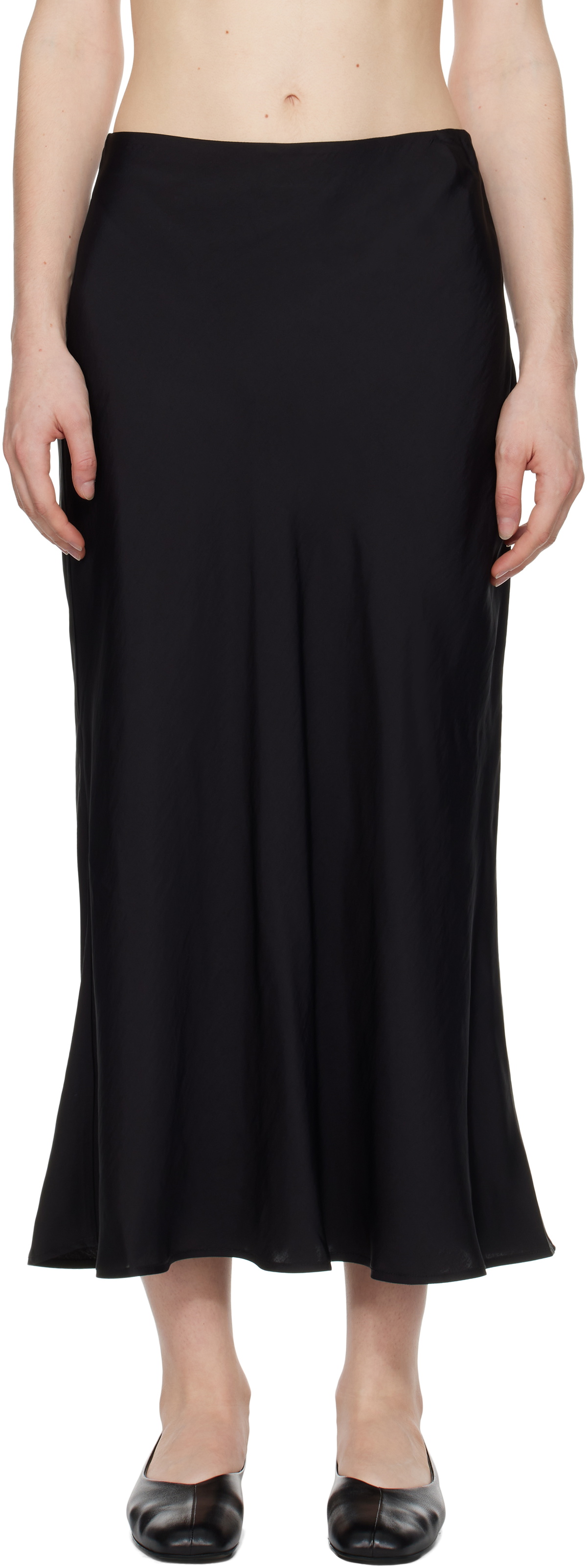 CO Black Slip Midi Skirt