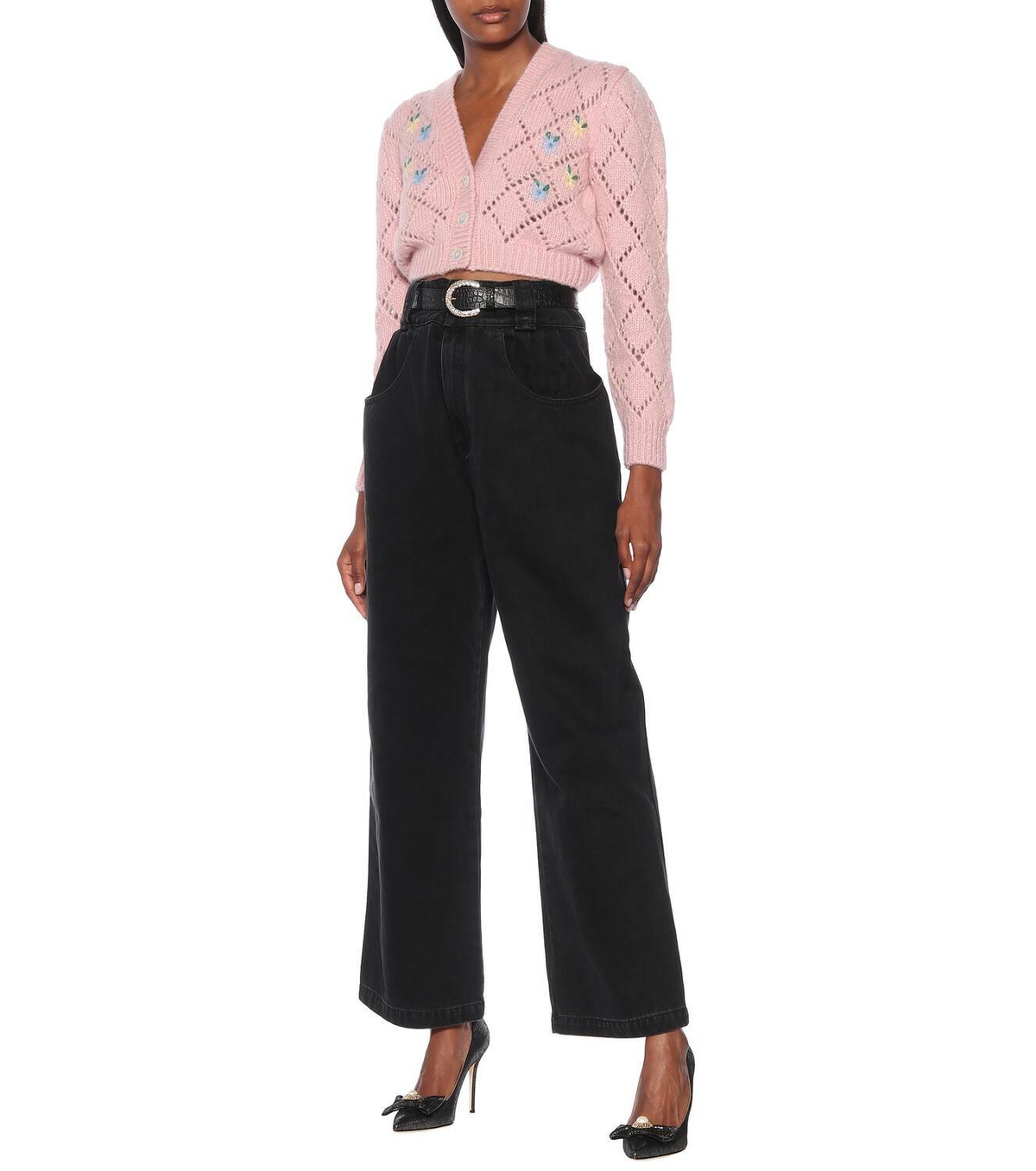 Alessandra Rich High-rise wide-leg jeans
