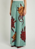 LA Double J Printed Silk-twill Palazzo Trousers Blue