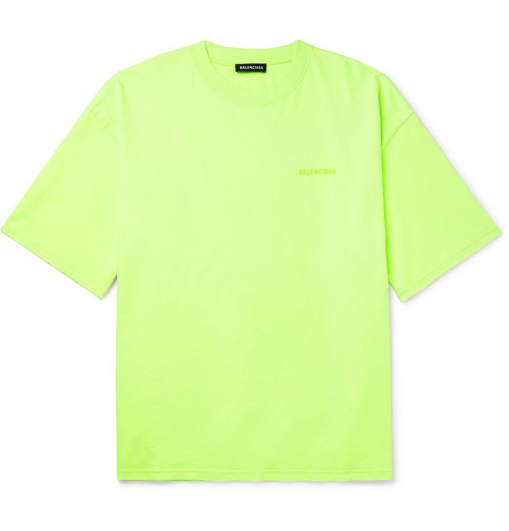 Photo: Balenciaga - Oversized Printed Cotton-Jersey T-Shirt - Men - Green