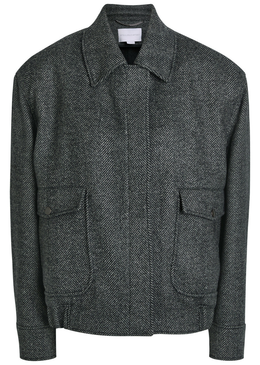 Stella Mccartney Herringbone Wool Jacket Grey