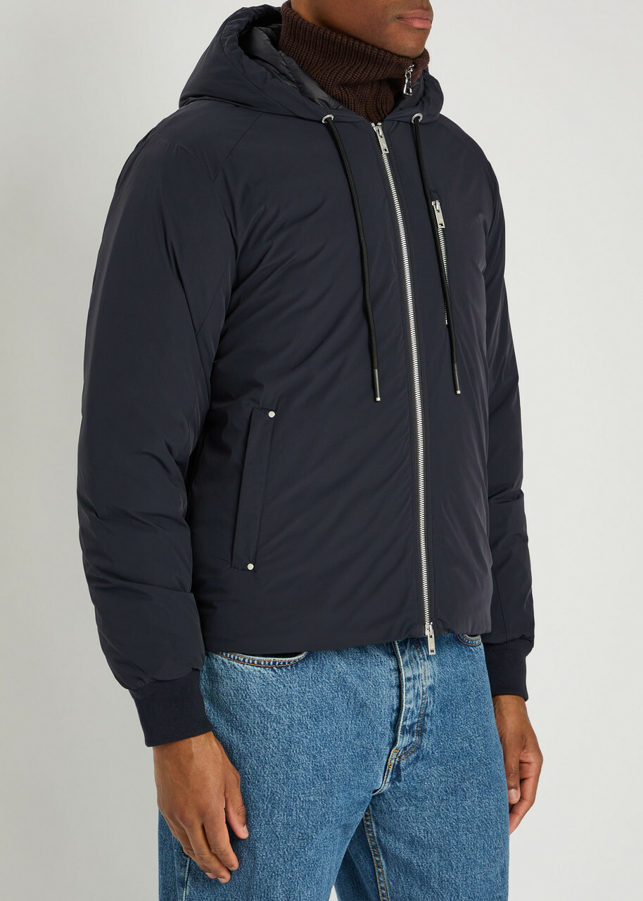 Moose Knuckles Northdale Hooded Shell Jacket Navy