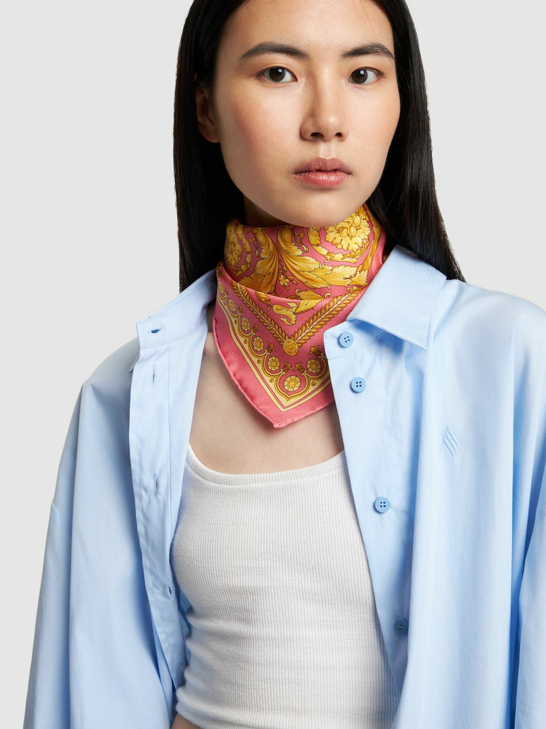 Barocco silk twill scarf in multicoloured - Versace