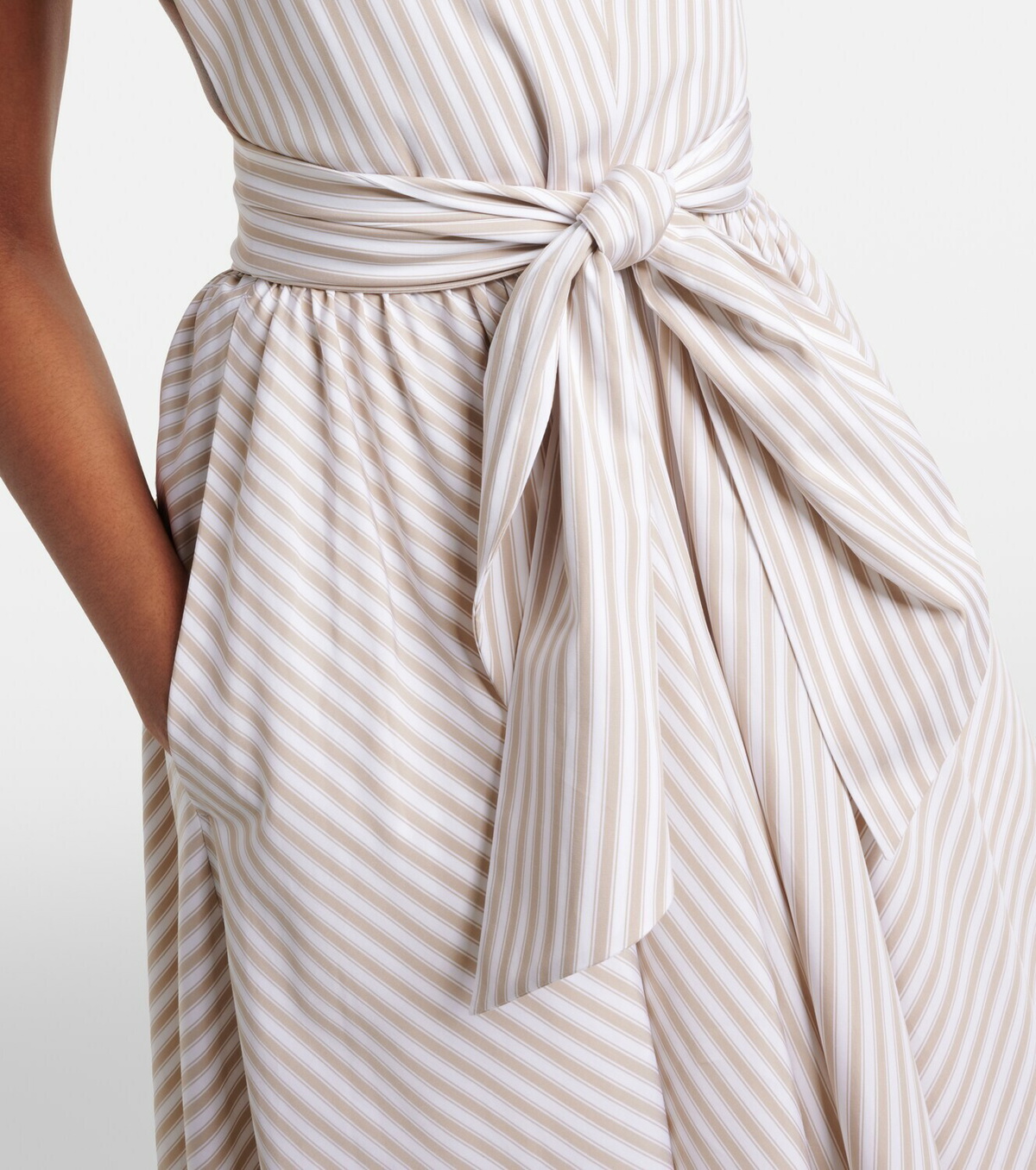 Patou Striped halterneck cotton midi dress