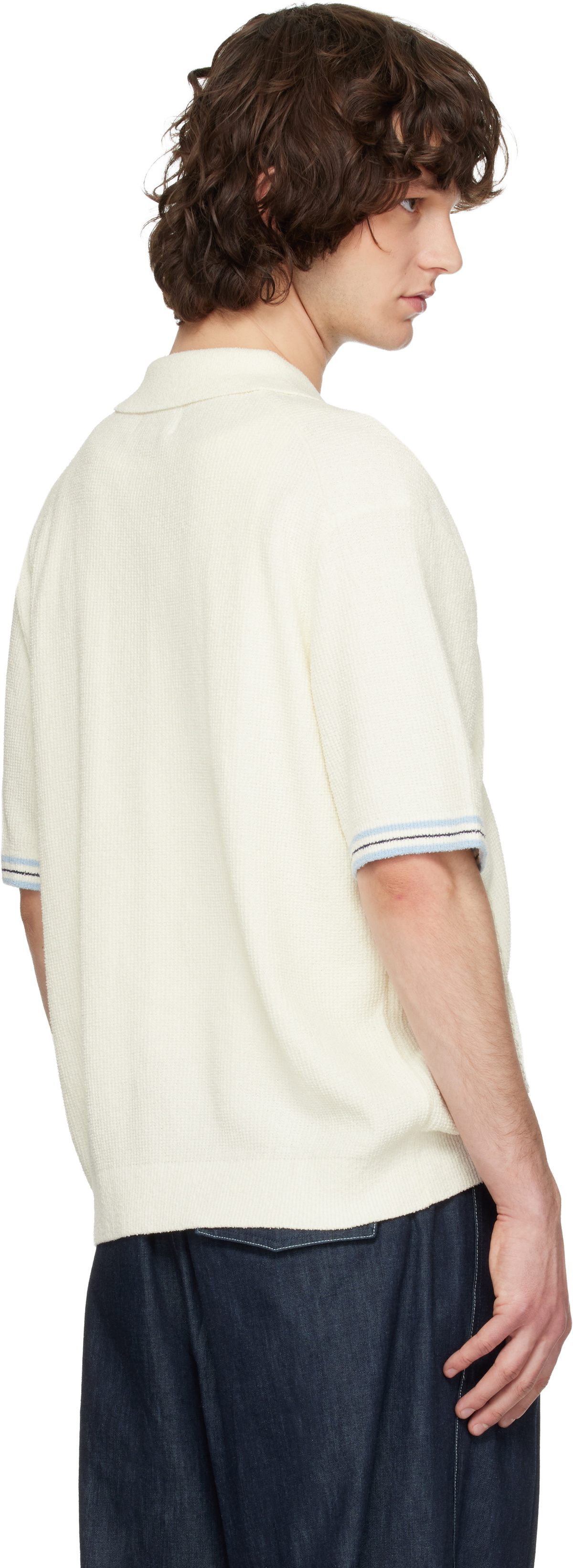 Solid Homme Off-White Collared Short-Sleeve Terry Knit Polo