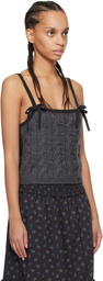GANNI Gray Cashmere Mix Strap Tank Top