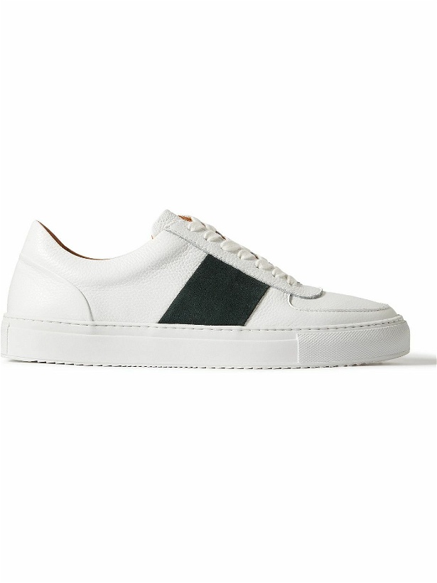 Photo: Mr P. - Larry Pebble-Grain Leather and Suede Sneakers - White
