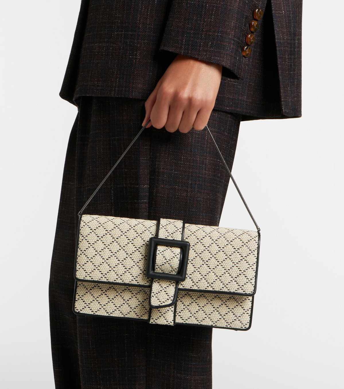 Manolo Blahnik Maycap raffia-effect clutch