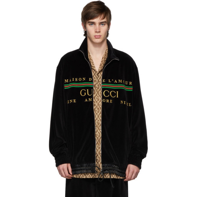 Photo: Gucci Black Chenille Zip-Up Sweater