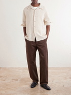 De Bonne Facture - Holiday Camp-Collar Crocheted Cotton Shirt - Neutrals