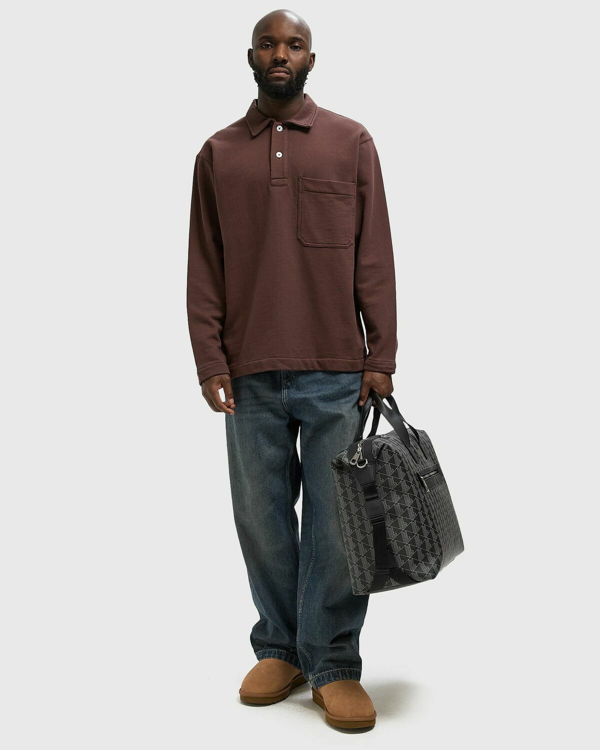 Norse Projects Fraser Relaxed Organic Loopback LS Polo Purple Men