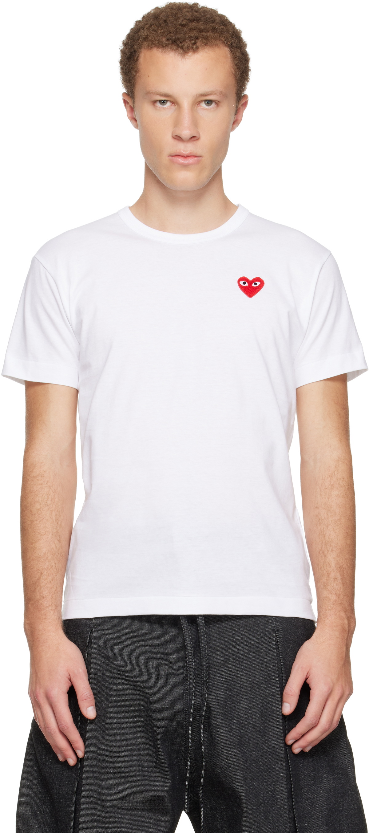 COMME des GARÇONS PLAY White Basic Red Emblem T-shirt