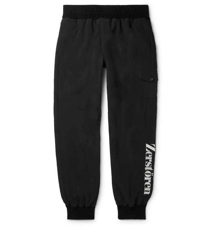 Photo: UNDERCOVER - Slim-Fit Tapered Embroidered Shell Drawstring Trousers - Black