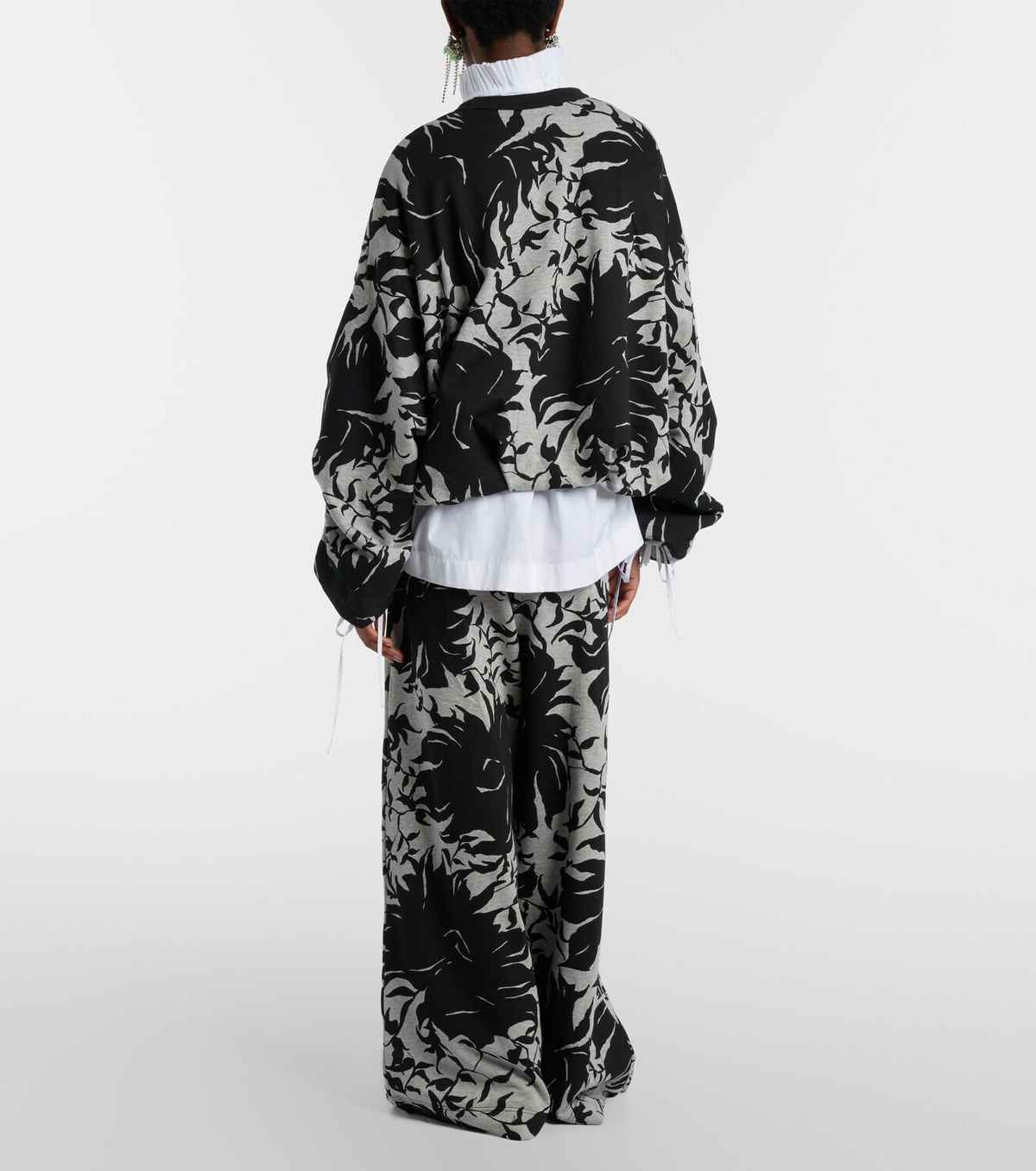 Dries Van Noten Floral pleated cotton jersey sweatpants