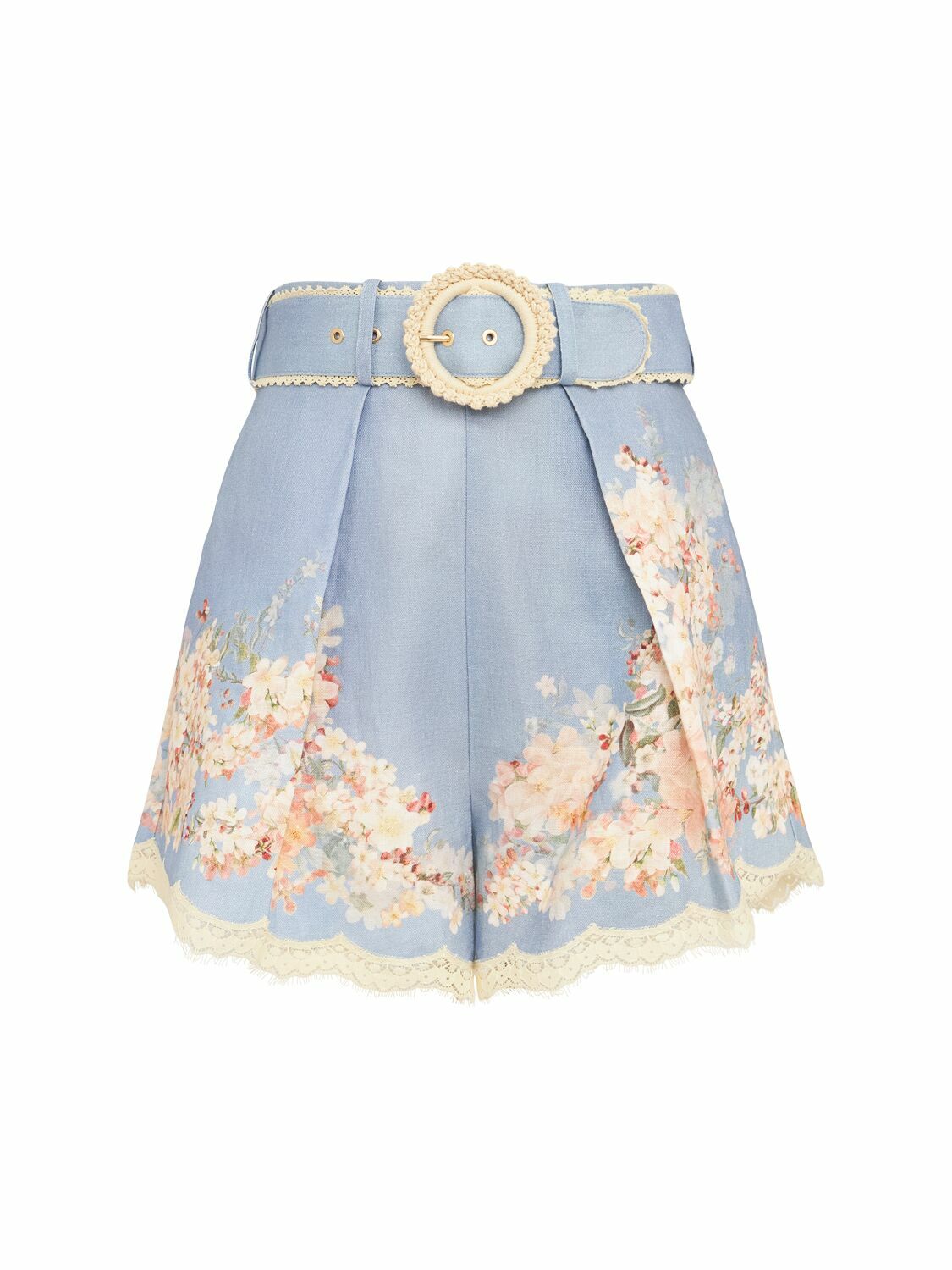 Zimmermann Golden Relaxed floral silk satin shorts Zimmermann