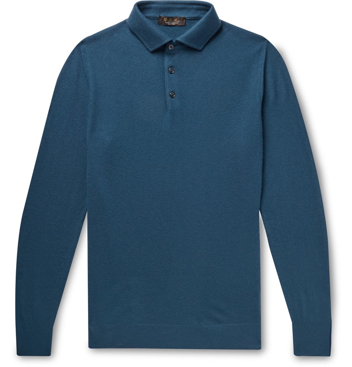 Photo: Loro Piana - Baby Cashmere Polo Shirt - Blue