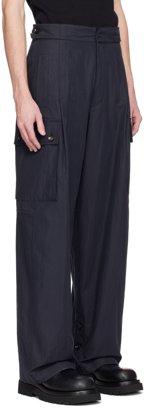 Bottega Veneta Navy Pleated Cargo Pants