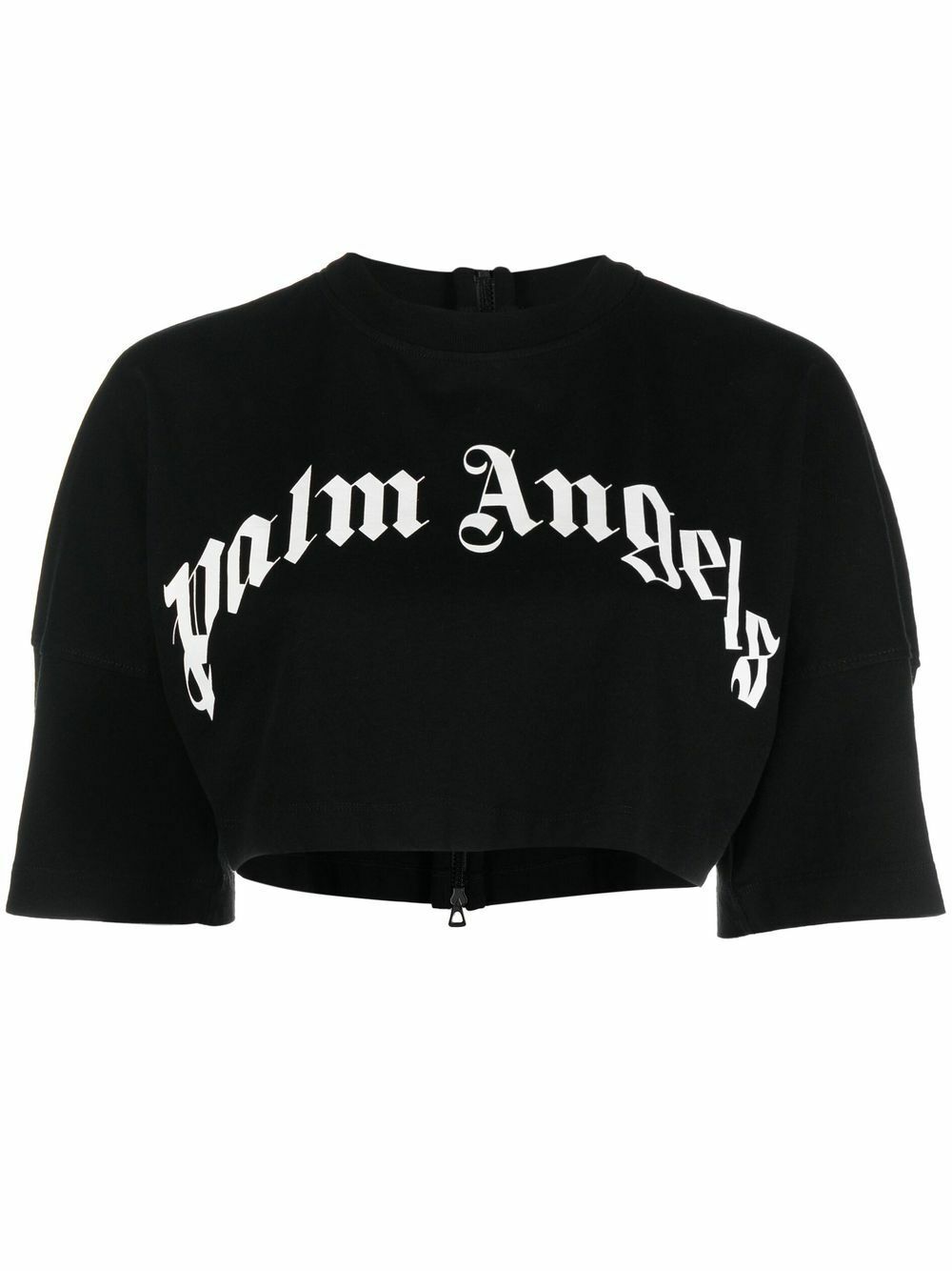 PALM ANGELS - Curved Logo Cotton T-shirt Palm Angels